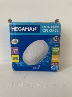 Лампа світлодіодна cfl gx53 megaman 7 w 3000 k 134556665676 фото